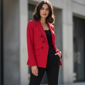 Express Vibrant Double Breasted Long Sleeve Red Women's Blazer